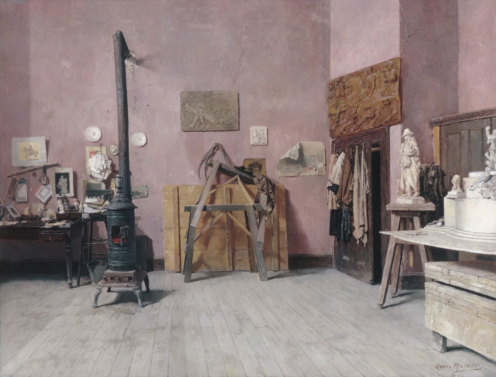 A sculptor at work in a studio